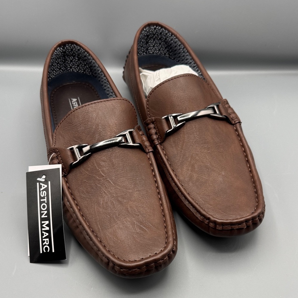 Aston Marc Mens Charter-03 Faux Leather Moccasin Loafers